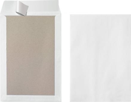Versandtaschen weiß, Papprückwand, Haftklebeverschluss, DIN B4, 120g/qm, 5 Stück 