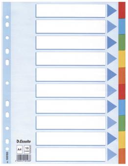 Esselte Register - blanko, Karton, A4, 10 Blatt, weiß, farbige Taben 