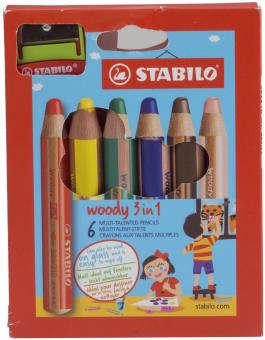 Stabilo Multitalent-Stift woody 3in1 6 Stifte + 1 Spitzer 