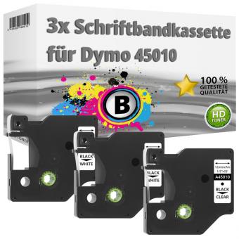 3x Alternativ Dymo D1 Etiketten Label Cassette 45010 12mm x 7m 
