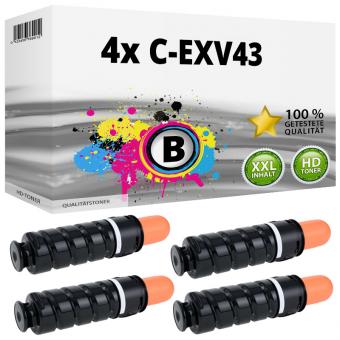 4x Alternativ Canon Toner C-EXV 43 2788B002 Schwarz 