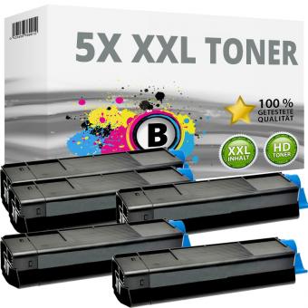 Set 5x Alternativ OKI Toner C5100 C5200 C5300 C5400 