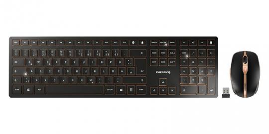 Cherry DW 9100 Slim kabellose Tastatur und Maus schwarz/bronze 