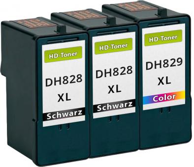 Alternativ Patronen Dell CH884/DH829 Farbe + 2x CH883/DH828 