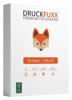 Druckfuxx Fotopapier DIN A3 - 155 g/m² - 50 Blatt - glänzend 