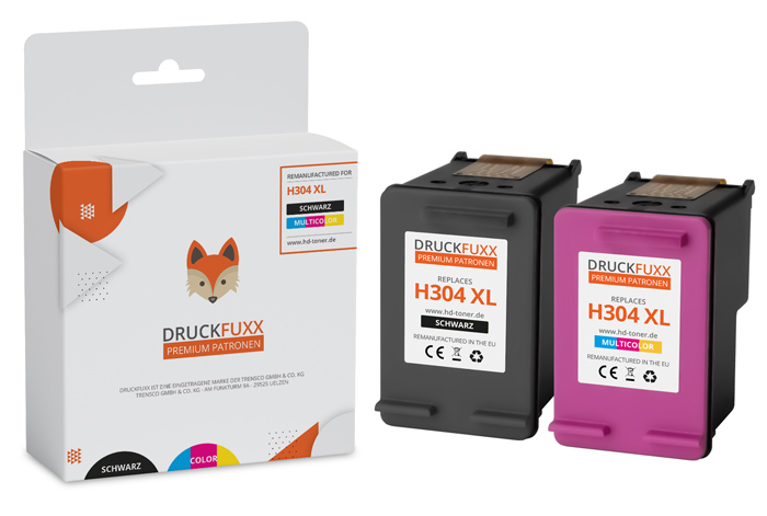 Druckfuxx Premium Patronen für Set Color + HP Black XL 304
