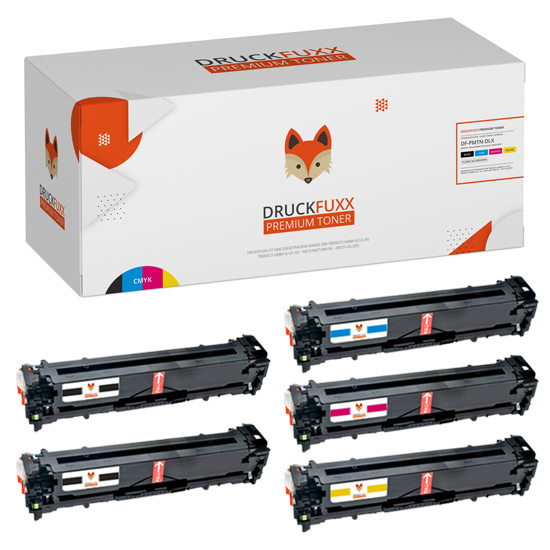 Druckfuxx Premium Toner Multipack Set 5 für HP CE320A CE321A CE322A CE323A 128A 