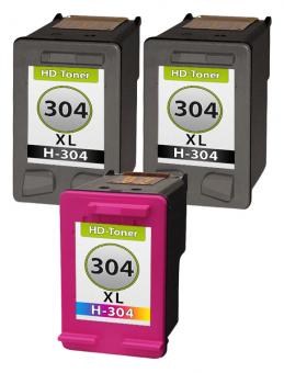 Alternativ HP Patronen 304 Set N9K08AE N9K07AE 2x Schwarz + Tri-Color 