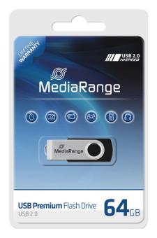 MediaRange USB Stick 2.0 64 GB Schwarz/Silber 
