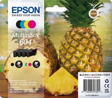Set 4x Original Epson Patronen 604 / C13T10G64010 (Ananas) Mehrfarbig 