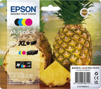 Set 4x Original Epson Patronen 604XL + 604 / C13T10H94010 (Ananas) Mehrfarbig 