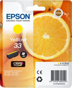 Original Epson Patronen 33  (Orange) T3344 Gelb / Yellow 