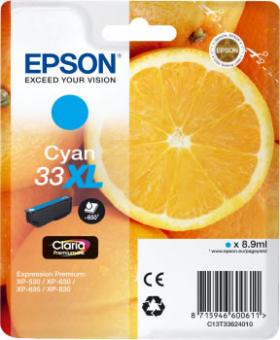 Original Epson Patronen 33 XL (Orange) T3362 Cyan 
